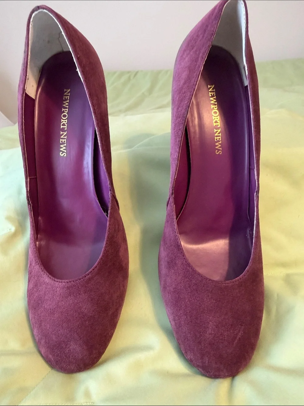 NEW.  Newport News Plum Suede Pumps